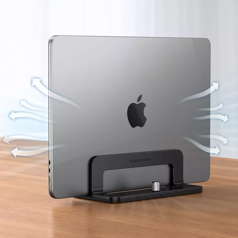 UGREEN Aliumininis vertikalus stovas MacBook nešiojamam kompiuteriui ir planšetei (20471 LP258) tamsiai pilkas