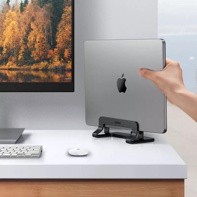UGREEN Aliumininis vertikalus stovas MacBook nešiojamam kompiuteriui ir planšetei (20471 LP258) tamsiai pilkas