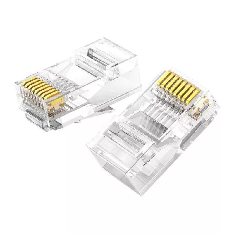 UGREEN Cat6 RJ45 moduliniai kištukai - permatomi su aukso kontaktais (10 vnt.)