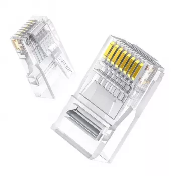 UGREEN Cat6 RJ45 moduliniai kištukai - permatomi su aukso kontaktais (10 vnt.)