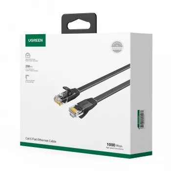 UGREEN Cat6 UTP Ethernet pataisos kabelis RJ45, 15 m, juodas