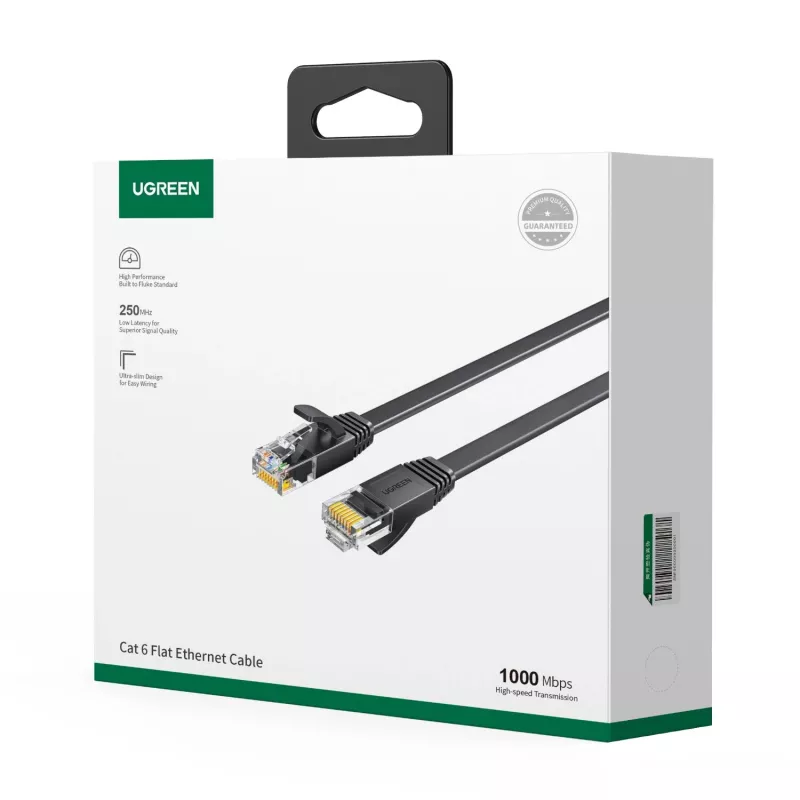 UGREEN Cat6 UTP Ethernet pataisos kabelis RJ45, 15 m, juodas