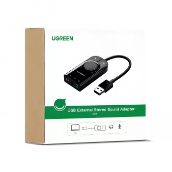 UGREEN CM129 USB-A į 3,5 mm išorinis stereo garso adapteris - juoda
