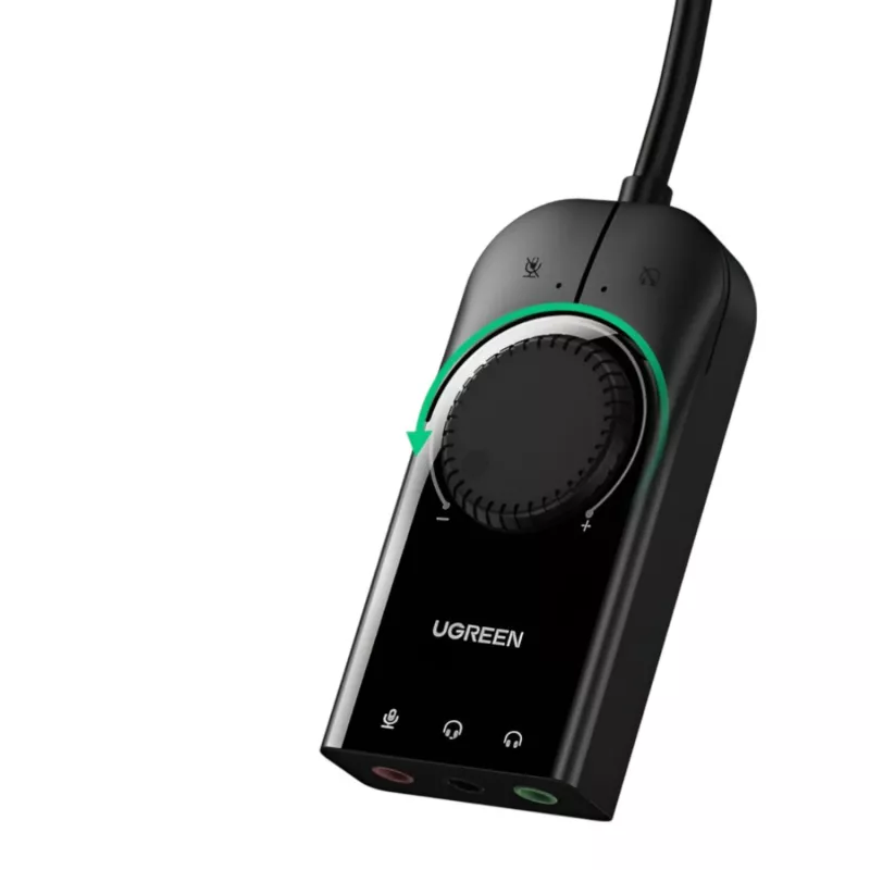 UGREEN CM129 USB-A į 3,5 mm išorinis stereo garso adapteris - juoda