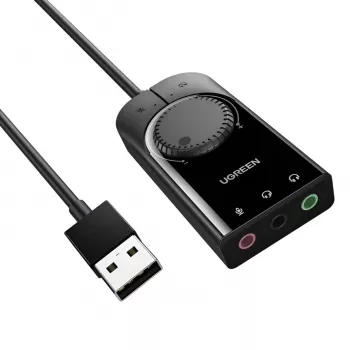 UGREEN CM129 USB-A į 3,5 mm išorinis stereo garso adapteris - juoda
