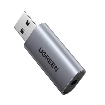 UGREEN CM383-80864 USB-A į 3,5 mm garso lizdą išorinis garso adapteris - sidabrinis