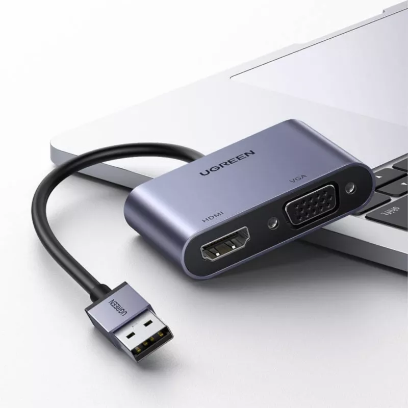 UGREEN CM449 USB-A į HDMI + VGA 1080P ekrano adapteris