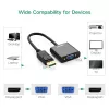 UGREEN DisplayPort vyriškas į VGA moterišką keitiklis, aktyvus adapteris, Full HD 1080p, auksu padengtas, juodas