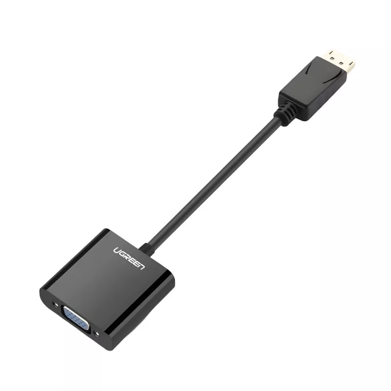 UGREEN DisplayPort vyriškas į VGA moterišką keitiklis, aktyvus adapteris, Full HD 1080p, auksu padengtas, juodas