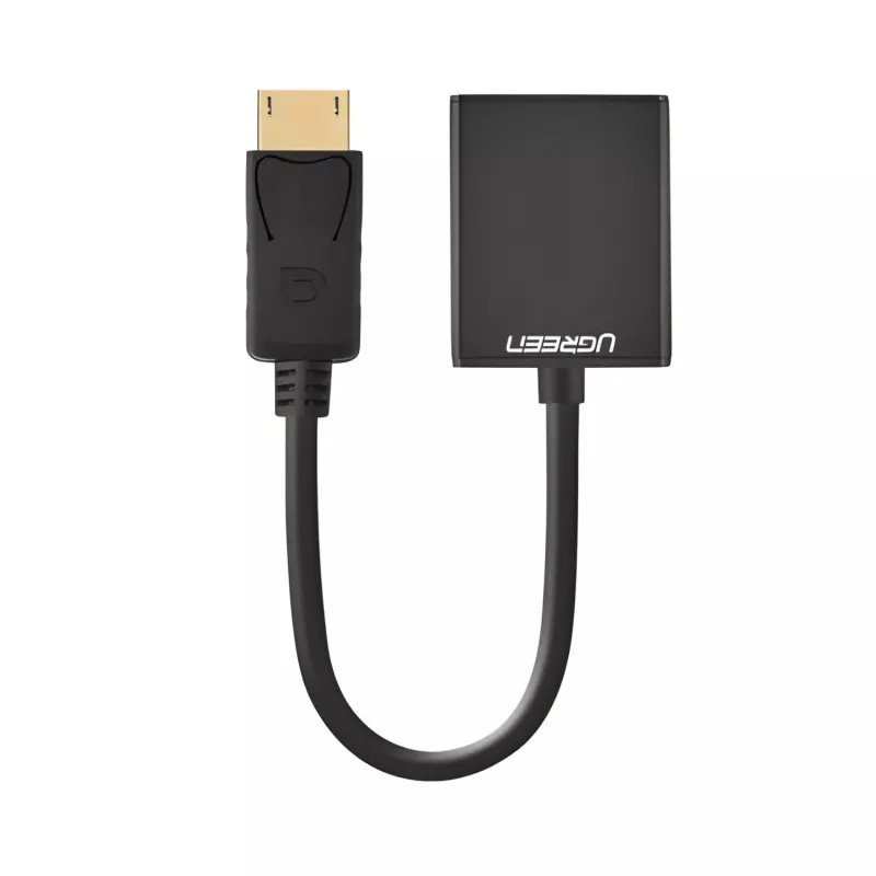 UGREEN DisplayPort vyriškas į VGA moterišką keitiklis, aktyvus adapteris, Full HD 1080p, auksu padengtas, juodas