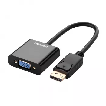 UGREEN DisplayPort vyriškas į VGA moterišką keitiklis, aktyvus adapteris, Full HD 1080p, auksu padengtas, juodas