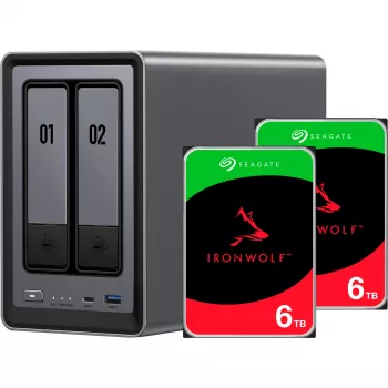 UGREEN DXP2800+ 2x Seagate IronWolf HDD rinkinys – 2 lizdų NAS su Intel Celeron N5105, 8 GB DDR4, 2x 2.5GbE, 2x 4 TB HDD