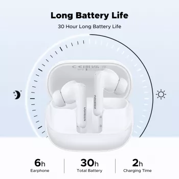 UGREEN EchoBuds Magic belaidžiai į ausis įdedami ausinukai su aktyviu triukšmo slopinimu, Bluetooth 5.2, IPX5 atsparumas vandeniui – balti