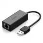 Ugreen išorinė tinklo kortelė RJ45 - USB 2.0 100 Mbps Ethernet juoda (CR110 20254)