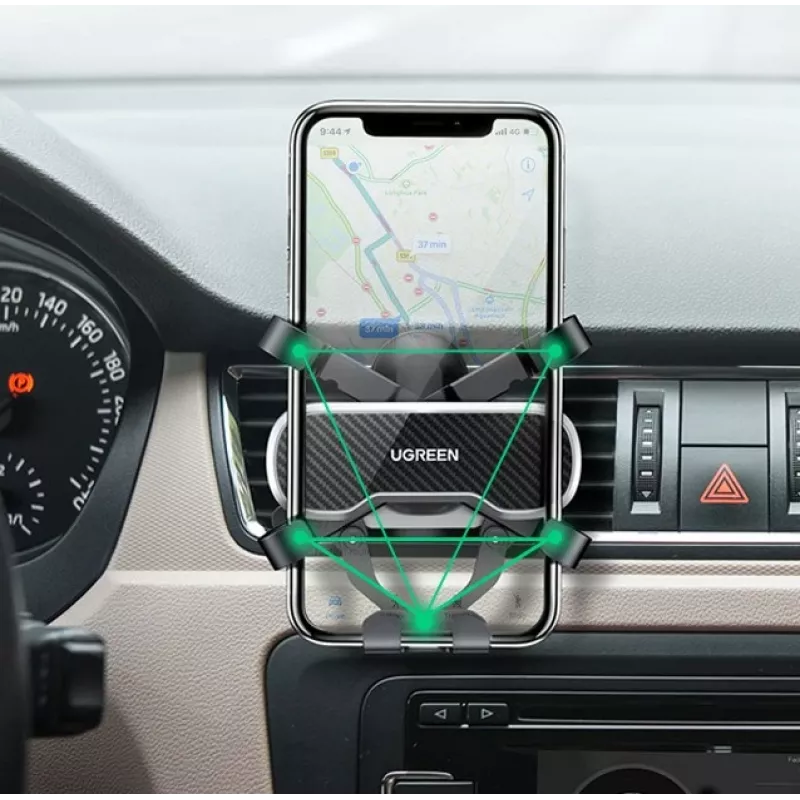 UGREEN Gravity automobilio telefono laikiklis prietaisų skydeliui ir priekiniam stiklui, universalus išmaniojo telefono laikiklis su stipriu siurbtuku, 360° sukimu, teleskopine rankena, vieno mygtuko atleidimu, juodos spalvos