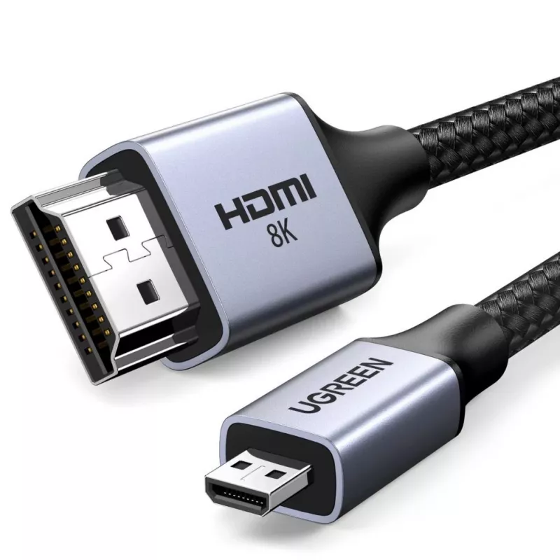 UGREEN HD164 Micro HDMI į HDMI 2.1 laidas 8K 1m Pilka