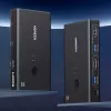 UGREEN HDMI 2.0 KVM jungiklis 2 į 1 iš, 2 kompiuteriai 1 monitorius, 4K@60Hz, 3 prievadų USB 2.0 šakotuvas, mygtuko ir sparčiųjų klavišų perjungimas, aliuminio lydinys, HDCP 2.2, HDR10