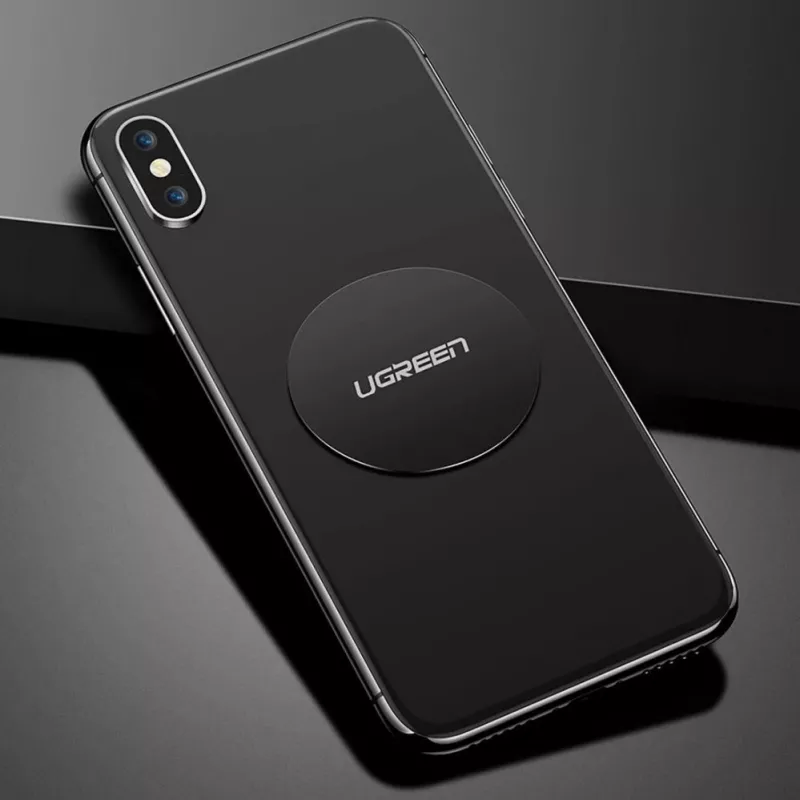 UGREEN LP123 60410 Magnetinio telefono laikiklio metalinės plokštelės – apvali ir stačiakampė, juodos (2 vnt.)