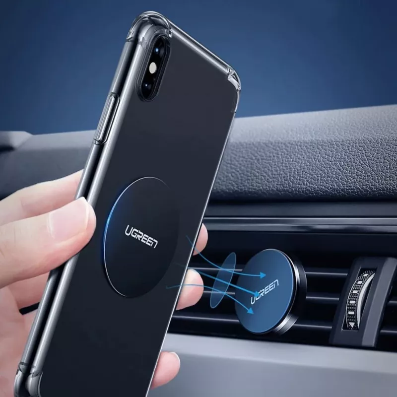 UGREEN LP123 60410 Magnetinio telefono laikiklio metalinės plokštelės – apvali ir stačiakampė, juodos (2 vnt.)