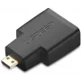 UGREEN Micro HDMI vyriškas į HDMI moterišką adapteris – 4K@60Hz, auksu padengtas, juodas