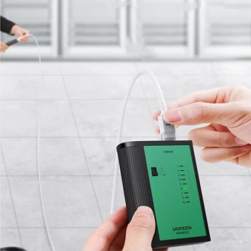 UGREEN tinklo ir telefono kabelių testeris RJ45 RJ11 tęstinumo testeris, skirtas Cat5 Cat5e Cat6 Cat6a Cat7 Ethernet ir telefono kabeliams su LED indikatoriais, nuimamu nuotoliniu bloku, maitinamas 9V baterija, NW167