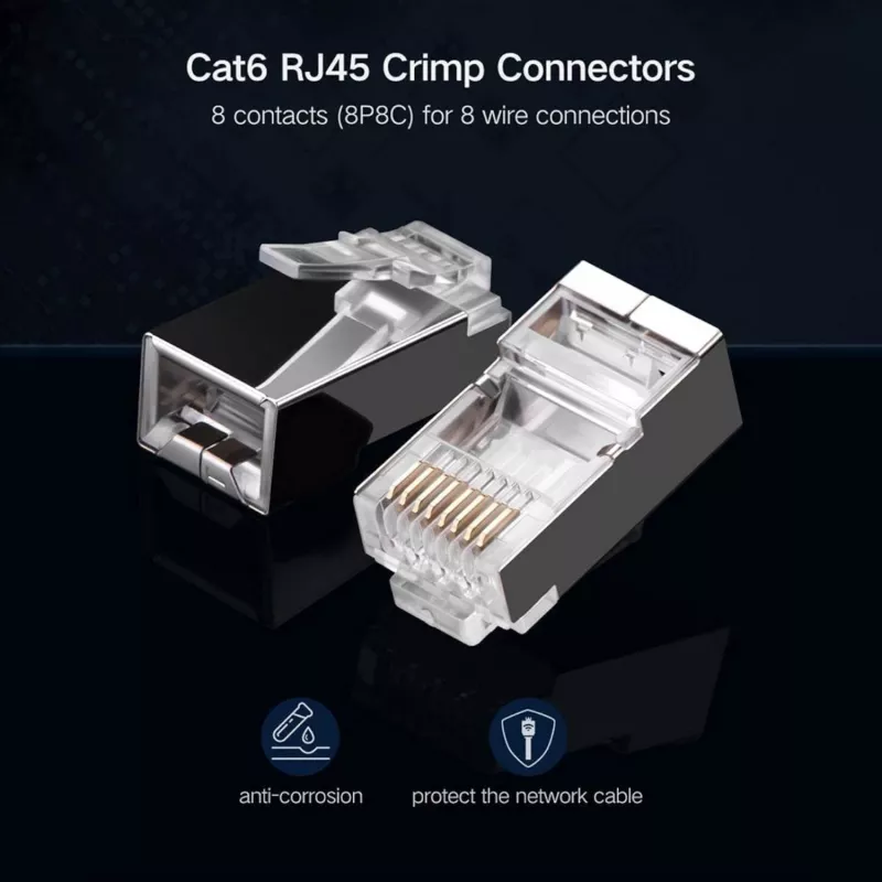 UGREEN NW111 RJ45 Cat6 Ethernet tinklo galvutė, 100 vnt. - sidabrinė/permatoma