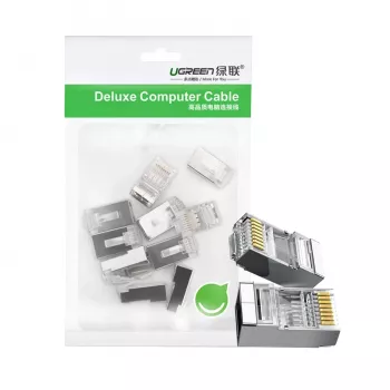 UGREEN NW111 RJ45 Cat6 Ethernet tinklo galvutė, 100 vnt. - sidabrinė/permatoma