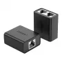 UGREEN RJ45 skirstytuvas adapteris 2 vnt. (juoda) - Ethernet tinklo skirstytuvas, 1x RJ45 vyriškas į 2x RJ45 moteriškas, 100Mbps, Cat5/Cat5e/Cat6 suderinamas, pasyvus, Plug & Play