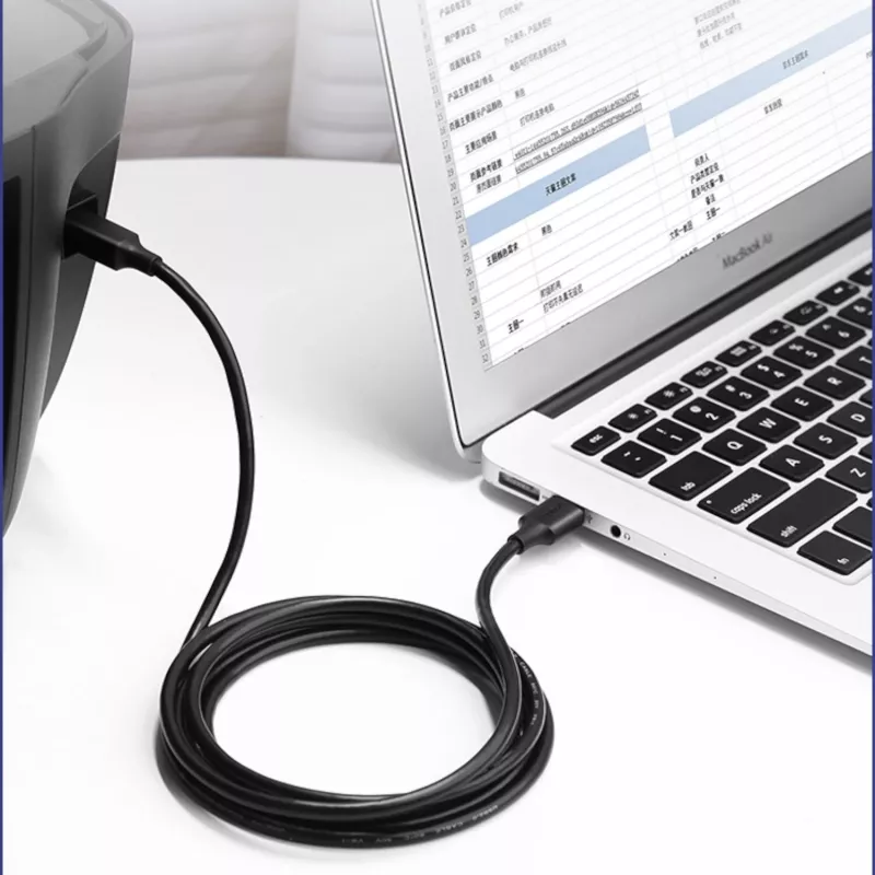 UGREEN US135 USB 2.0 A-B laidas, auksu padengtas, 2 m, juodas