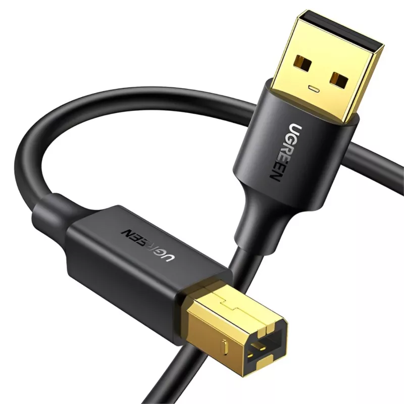 UGREEN US135 USB 2.0 A-B laidas, auksu padengtas, 2 m, juodas