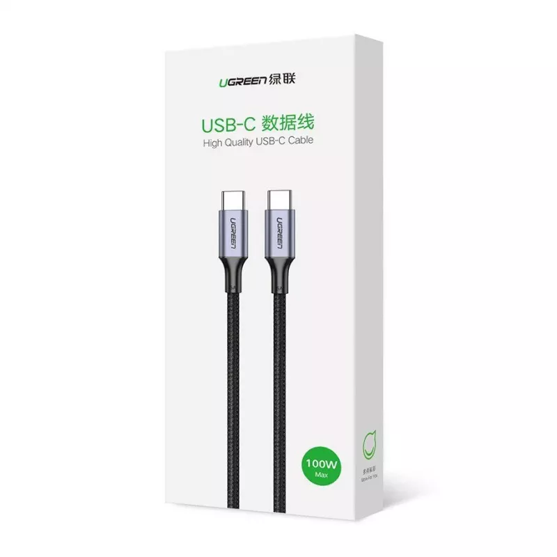 UGREEN US316 USB-C į USB-C laidas 100W 5A 480Mbps 1m Juodas
