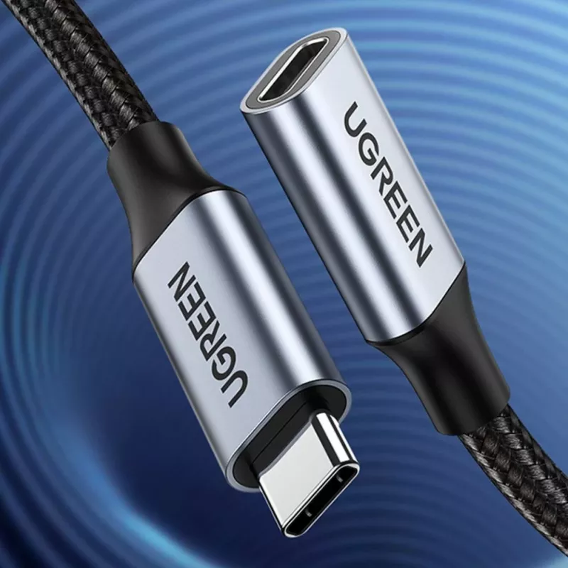 UGREEN US372 USB-C į USB-C laidas 100W 5A 10Gbps 0,5m pilka