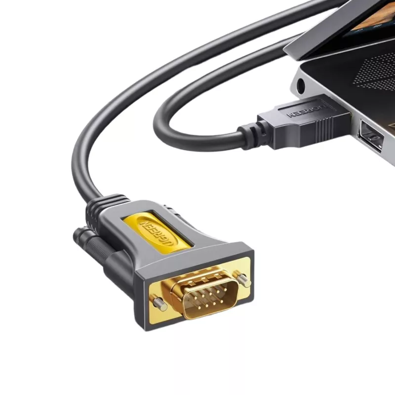 UGREEN USB 2.0 į RS-232 serijinio adapterio kabelis (USB-A vyriškas į DB9 vyrišką) - juoda, 1,5 m