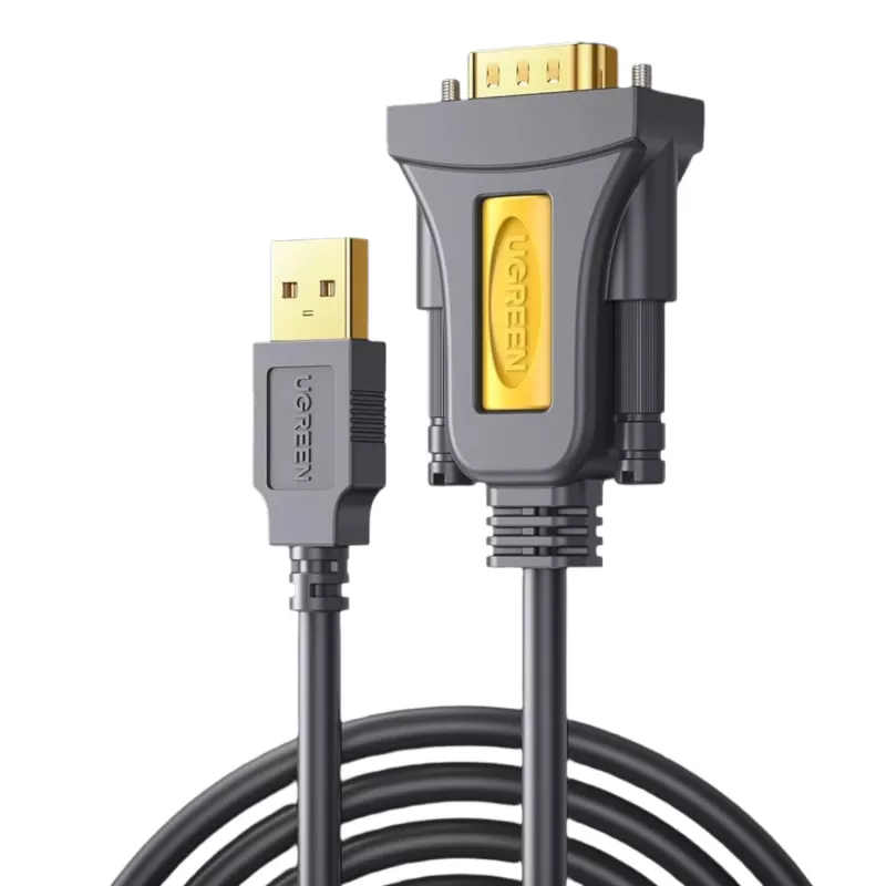 UGREEN USB 2.0 į RS-232 serijinio adapterio kabelis (USB-A vyriškas į DB9 vyrišką) - juoda, 1,5 m