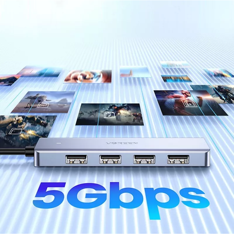 UGREEN USB 3.0 Hub 4-Port su 1m laidu - Juoda (CM219)