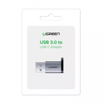UGREEN USB 3.0 vyriškas į Type-C 3.1 moterišką adapteris, duomenų perdavimui ir įkrovimui, kosminė pilka