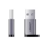 UGREEN USB 3.0 vyriškas į Type-C 3.1 moterišką adapteris, duomenų perdavimui ir įkrovimui, kosminė pilka