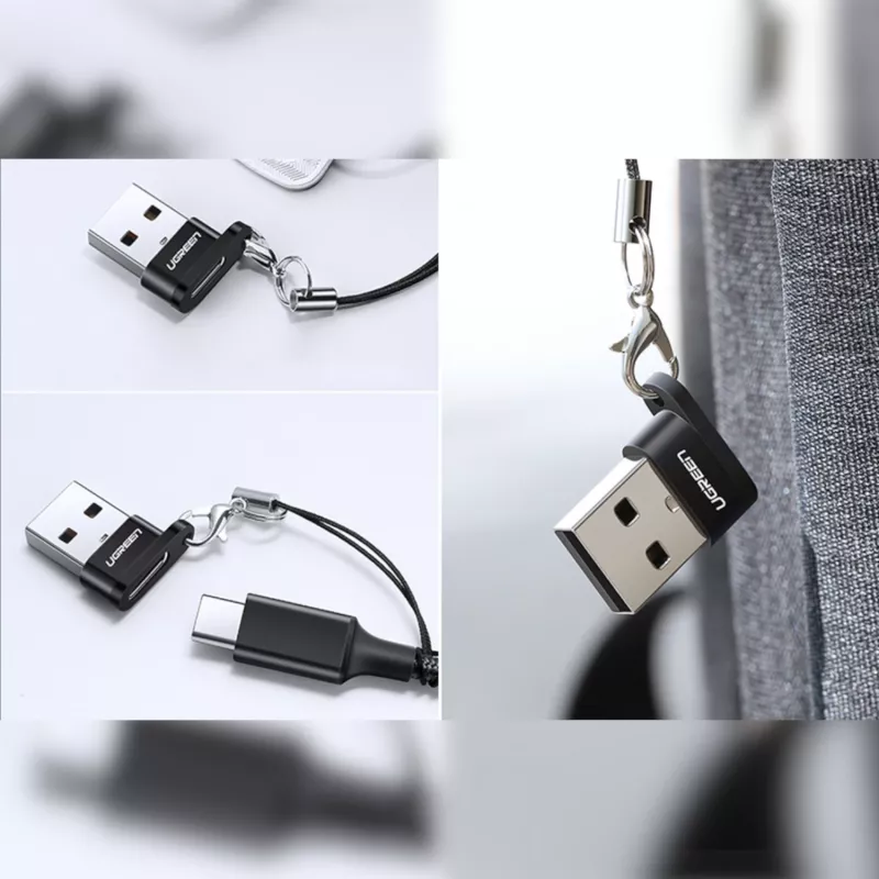 UGREEN USB A vyriškas į USB Type-C moterišką adapteris (juodas)