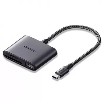 UGREEN USB-C kortelių skaitytuvas - Space Gray, SD ir Micro SD, 5 Gbps