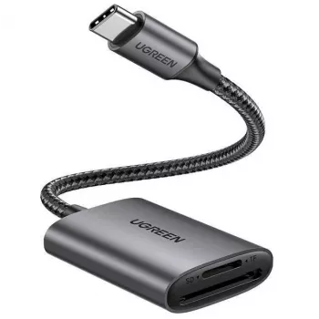 UGREEN USB-C kortelių skaitytuvas - Space Gray, SD ir Micro SD, 5 Gbps
