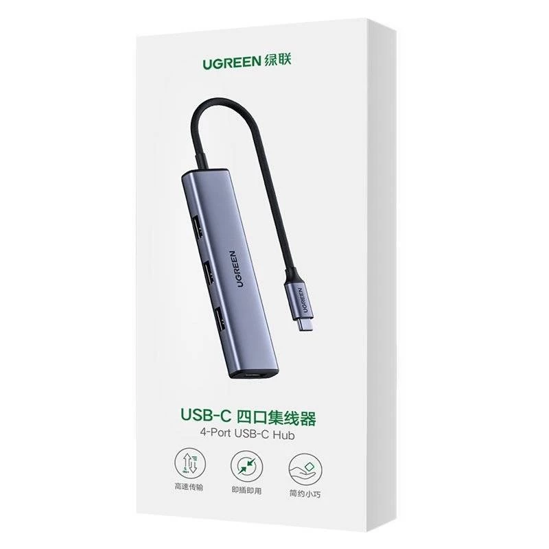 UGREEN USB-C Hub 4 prievadų USB 3.2 Gen 1 sidabrinis