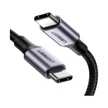 UGREEN USB-C į USB-C 100W pynimo nailono įkrovimo laidas 2m juodas