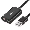 UGREEN USB į 3,5 mm išorinį stereo garso adapterį - juodos spalvos
