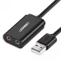 UGREEN USB į 3,5 mm išorinį stereo garso adapterį - juodos spalvos