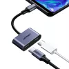 UGREEN USB Type-C dvigubas garso ir įkrovimo adapteris (15W PD, 2-in-1 skirstytuvas)