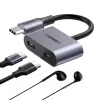 UGREEN USB Type-C dvigubas garso ir įkrovimo adapteris (15W PD, 2-in-1 skirstytuvas)