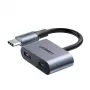UGREEN USB Type-C dvigubas garso ir įkrovimo adapteris (15W PD, 2-in-1 skirstytuvas)