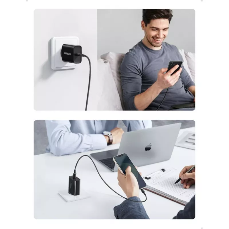 UGREEN USB sieninis įkroviklis Type C 20W Power Delivery juodas (10191)