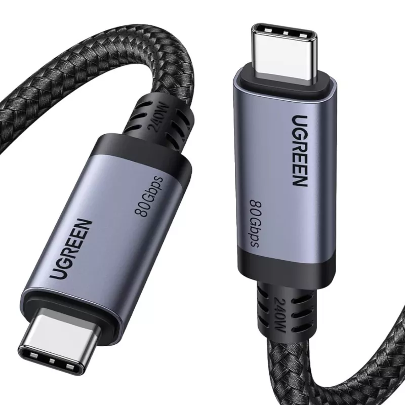 UGREEN USB4 USB-C į USB-C laidas 240W 40Gbps 16K@60Hz 80Gbps Thunderbolt 4 suderinamas 1m nailono pynė
