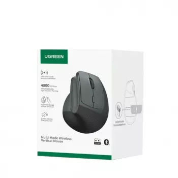 UGREEN belaidė vertikali pelė juoda 2.4GHz ergonomiška tyliu spustelėjimu 2400 DPI